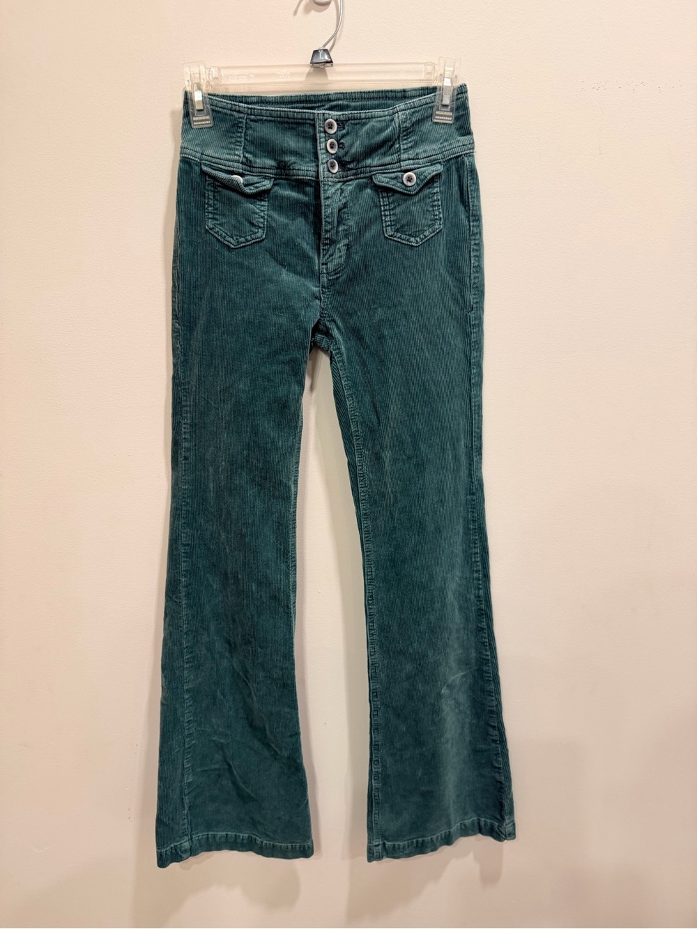 Pilcro and the Letterpress Teal Flared Corduroy Jeans